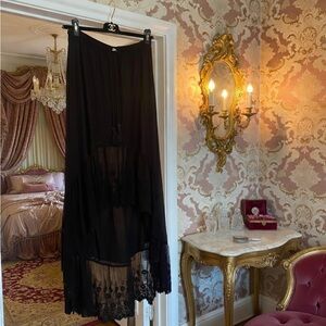 Tulle & Batiste Black Lace High Low Peasant Maxi Skirt M NWT
